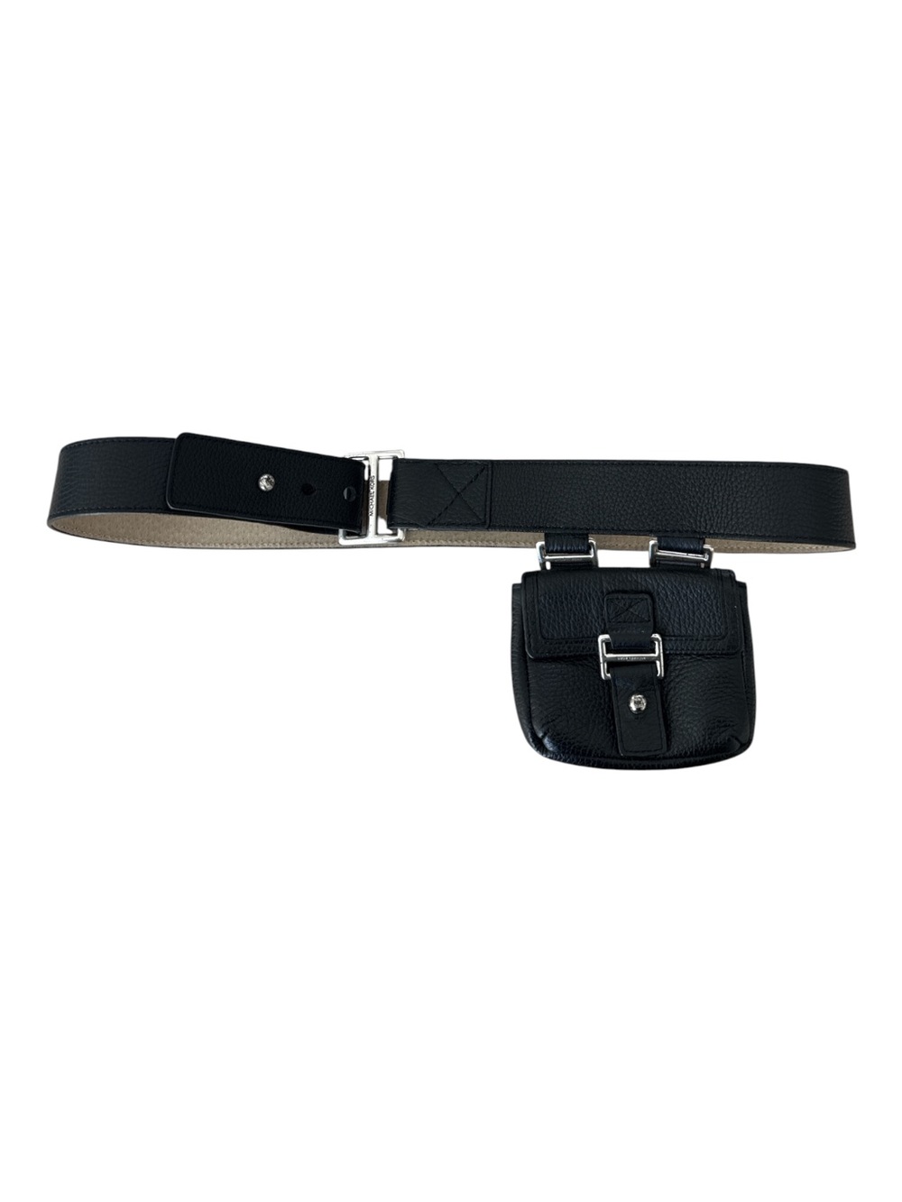 Michael Kors Black Pebbled Leather Belt with Bag Size Large/XLarge